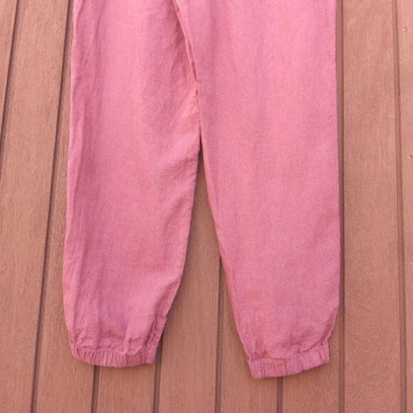 ATHLETA | Red Retreat 100% Linen Pull-On Drawstring Joggers Zip Pockets Size 10 - Picture 10 of 10